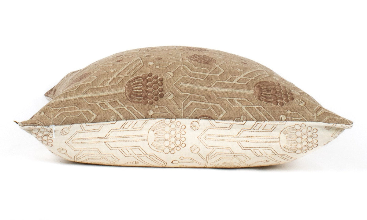Handprinted In India, Decorative Pillowcase, Floral Blockprint, Artisan Lumbar For Modern Interiors, House Warming Ideas - PRITHVI RUST CL