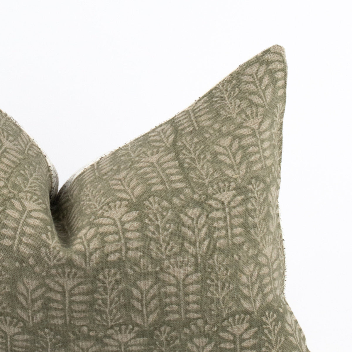 Block Print Fabric Cover, Indian Floral Motif, Linen Cushion Case, Handprinted For Sofa Or Accent Use, New Homeowner Gift - TRIVENI FERN OL