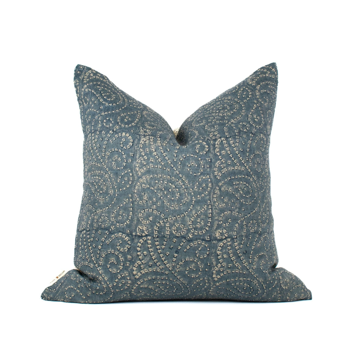 Indian Long Sofa Pillowcase, Blocked Floral Design, Neutral Lumbar Cushion Covers For Modern Couch Or Living Room - TULJA TEAL