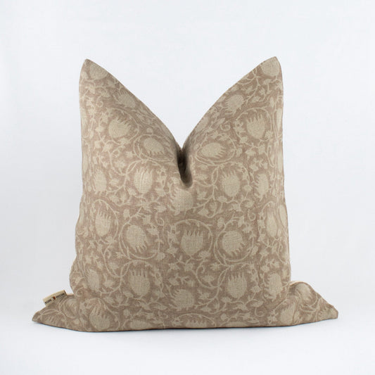 Housse de coussin en lin imprimée à la main, dos en coton indien imprimé au bloc, style lombaire, décoration douillette pour maisons modernes, cadeau de crémaillère - SITA ROSEDUST OL