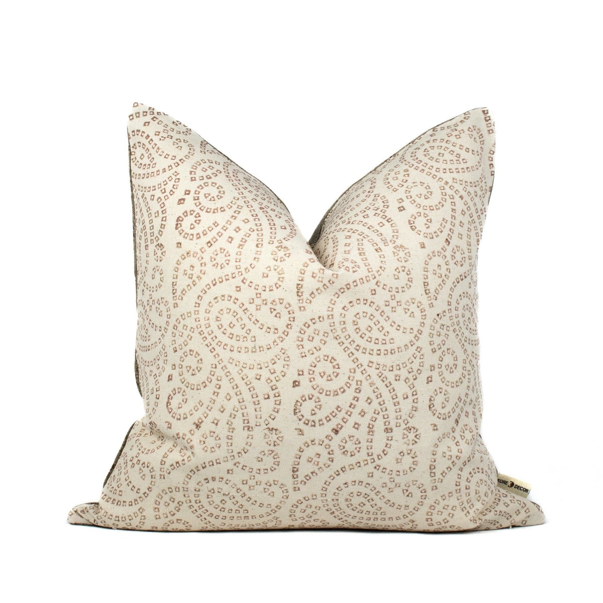 Linen Cushion Cover For Chair, Indian-Inspired Blocked Print, Handprinted Detail, Linen Lumbar Back Cover, New House Gift - TULJA STUCCO