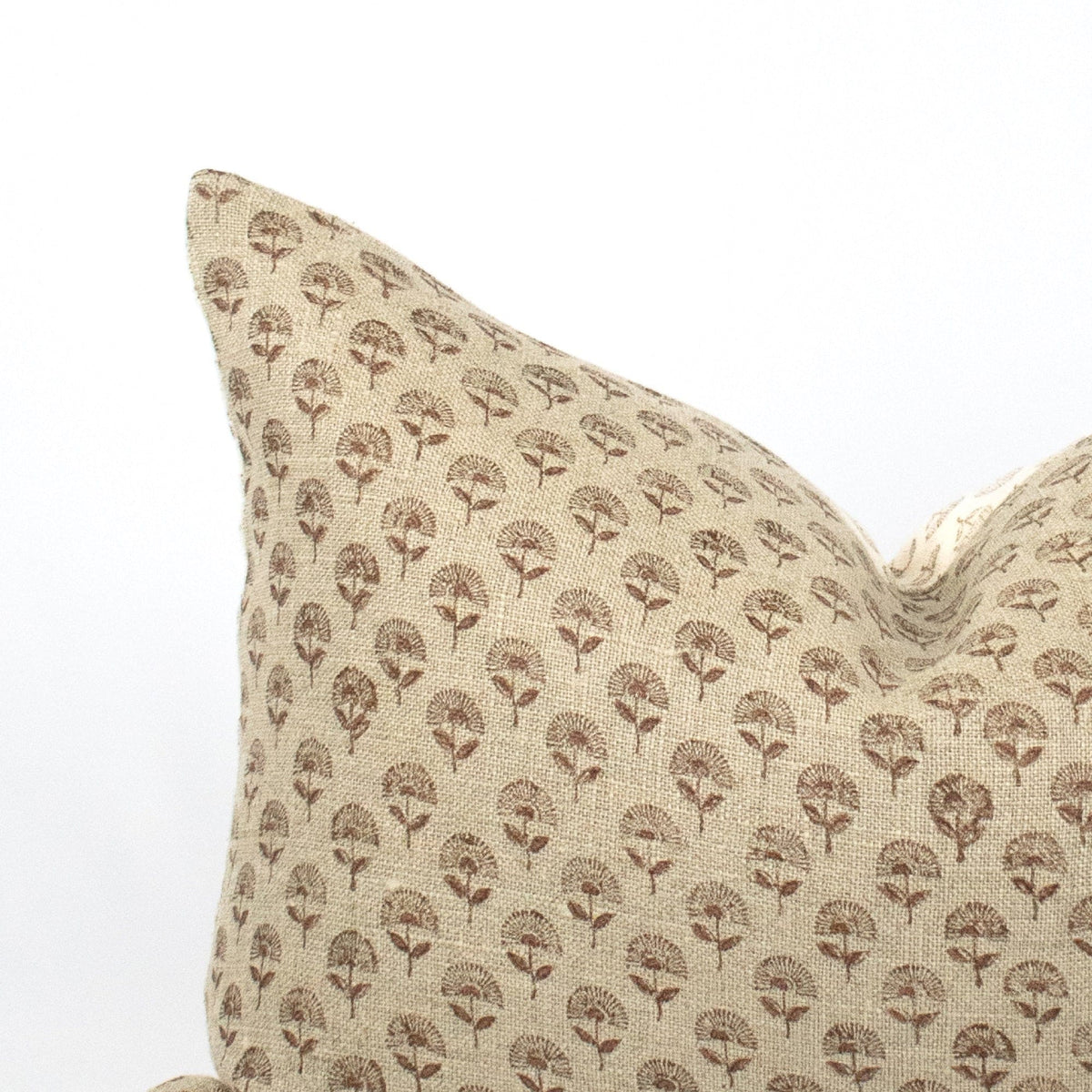 Linen Fabric, Handprinted Blockprint, Sofa Lumbar Pillowcover, Artisan Accent For Couch Or Bed, Housewarming Gifts - MUDRA ROSEDUST BL