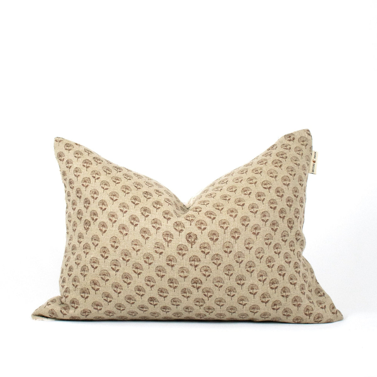 Linen Fabric, Handprinted Blockprint, Sofa Lumbar Pillowcover, Artisan Accent For Couch Or Bed, Housewarming Gifts - MUDRA ROSEDUST BL