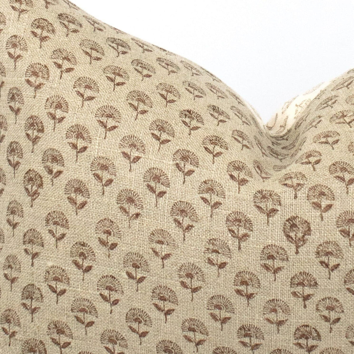 Linen Fabric, Handprinted Blockprint, Sofa Lumbar Pillowcover, Artisan Accent For Couch Or Bed, Housewarming Gifts - MUDRA ROSEDUST BL
