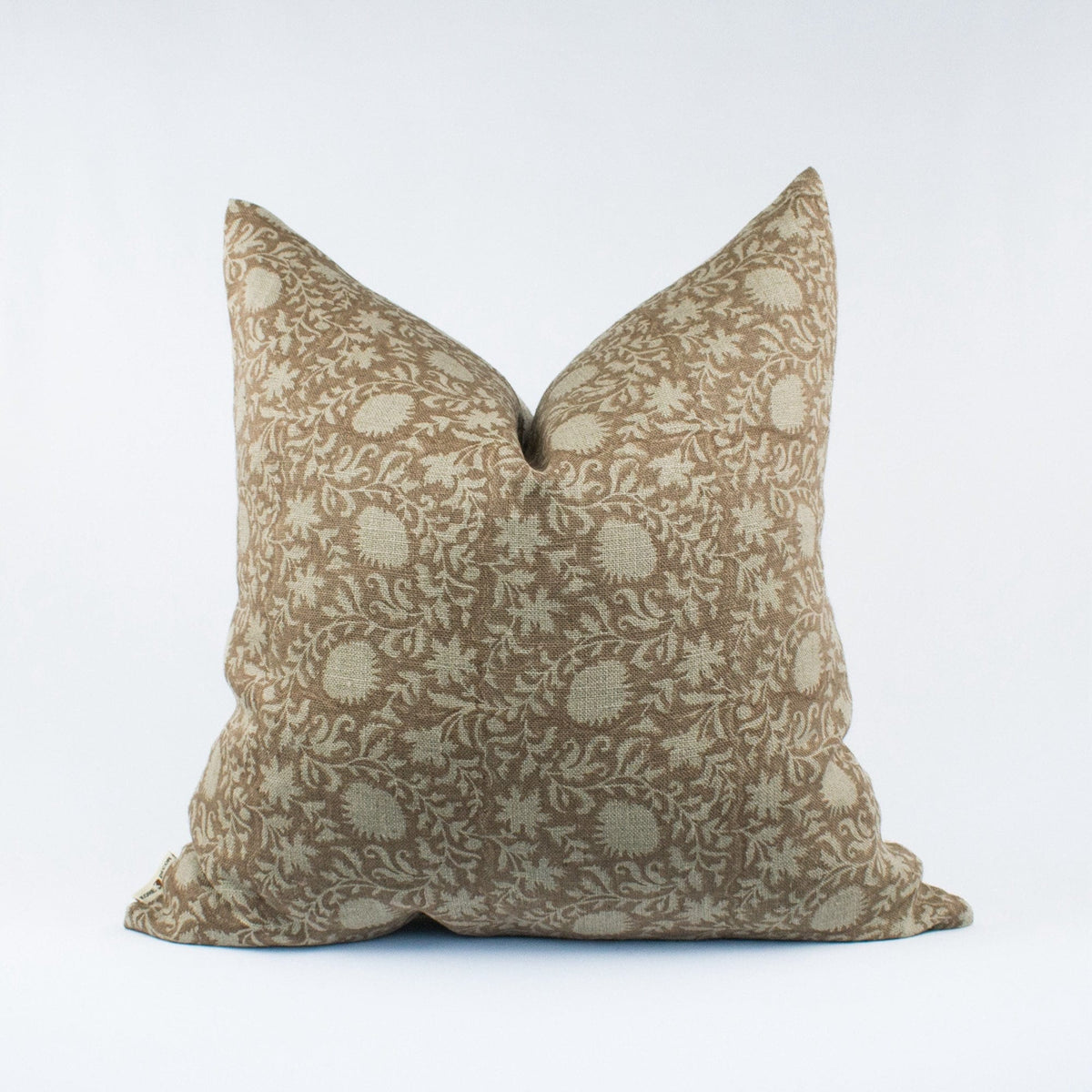 Block Print Pillow Cover, Floral Indian Linen Lumbar, Handmade