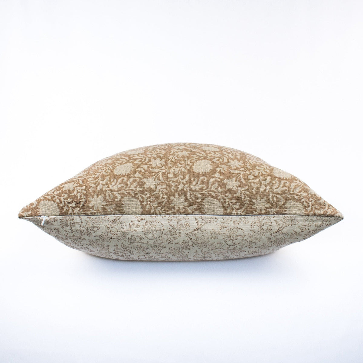 Block Print Pillow Cover, Floral Indian Linen Lumbar, Handmade