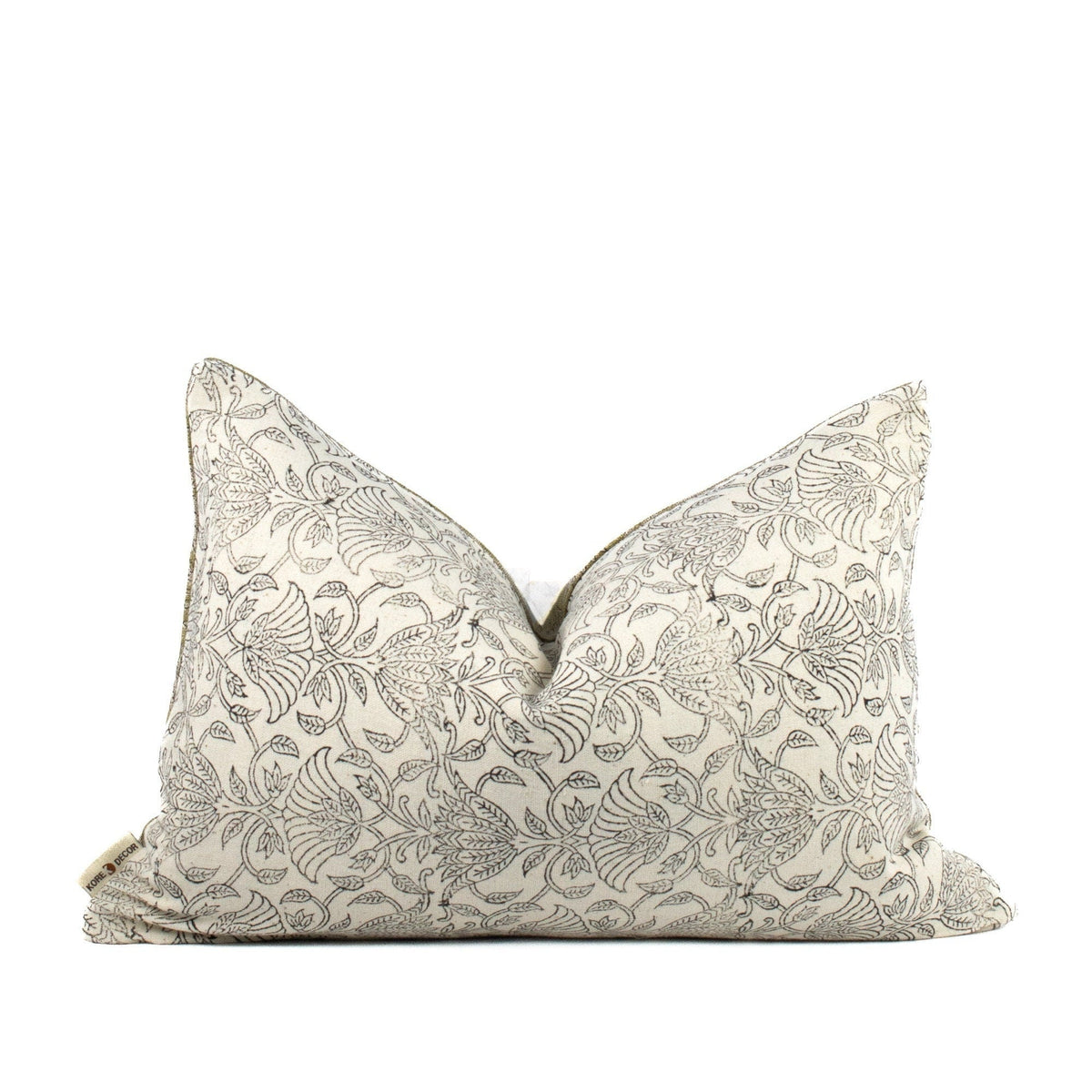 Cuscino in lino neutro, stampe a blocchi indiani, federa lombare di design, accento rustico farmhouse, regalo perfetto per la mamma - AHILYA MINT