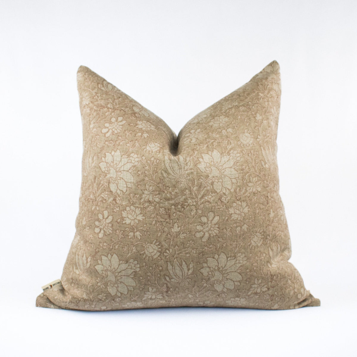 Linen Pillow Case, Indian Artisan Design, Handprinted Or Blocked Floral Accent, Cozy Lumbar Pillow Look, New Homeowner Gift - SAVI STUCCO