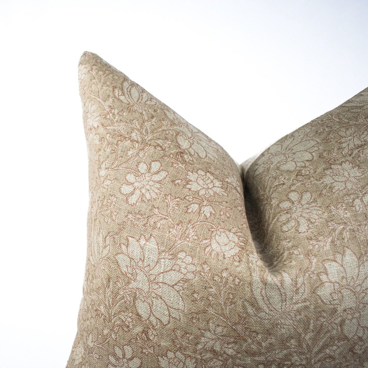 Linen Pillow Case, Indian Artisan Design, Handprinted Or Blocked Floral Accent, Cozy Lumbar Pillow Look, New Homeowner Gift - SAVI STUCCO