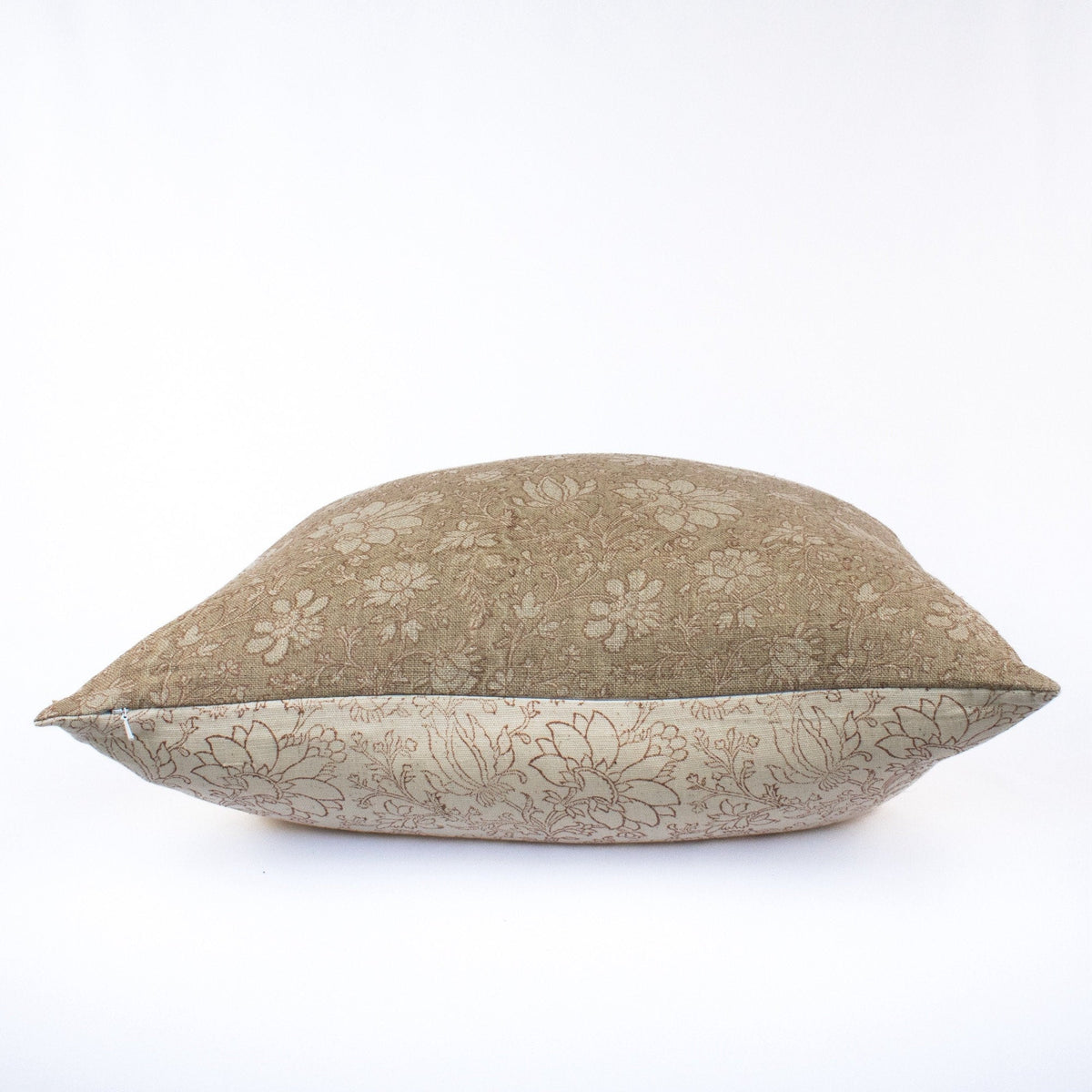 Linen Pillow Case, Indian Artisan Design, Handprinted Or Blocked Floral Accent, Cozy Lumbar Pillow Look, New Homeowner Gift - SAVI STUCCO