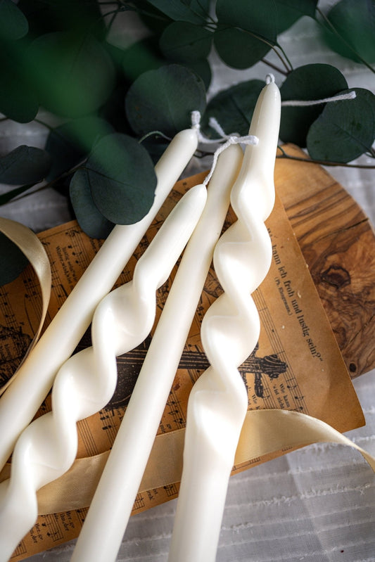 Bougie torsadée en spirale – Mariage, table de dîner, bougie en cire de soja, toute couleur