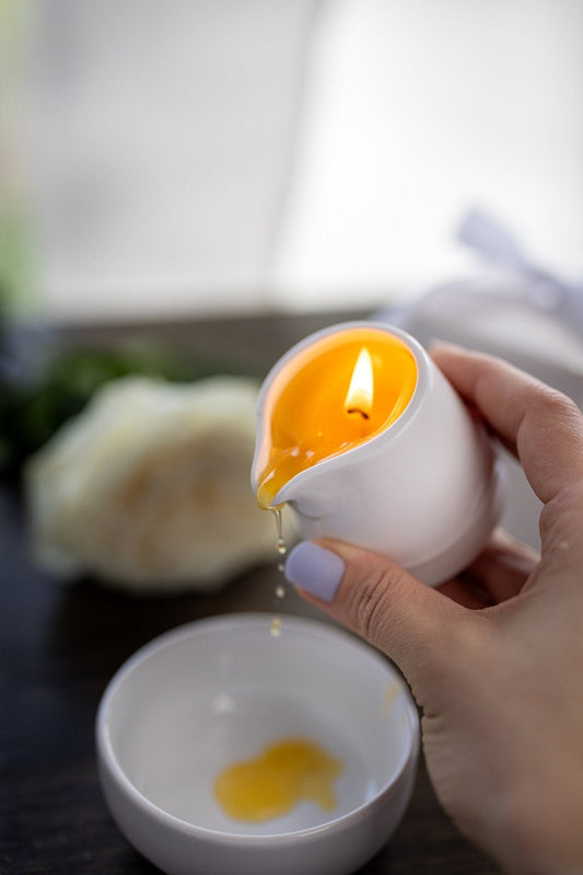 Bougie de massage à la cire de soja bio aux huiles essentielles - Relaxation et aromathérapie