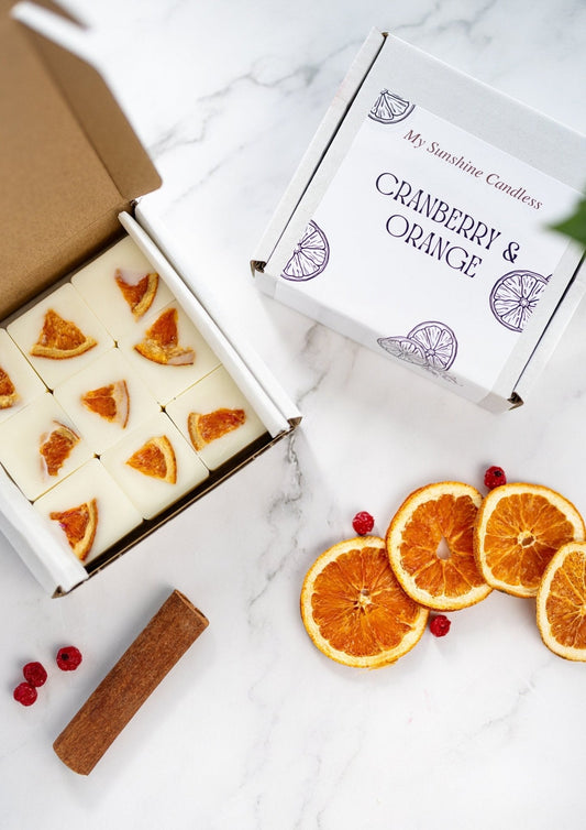 Fondants parfumés Orange & Canneberge – Cubes de cire de soja hautement parfumés, 100 % naturels, parfum longue durée