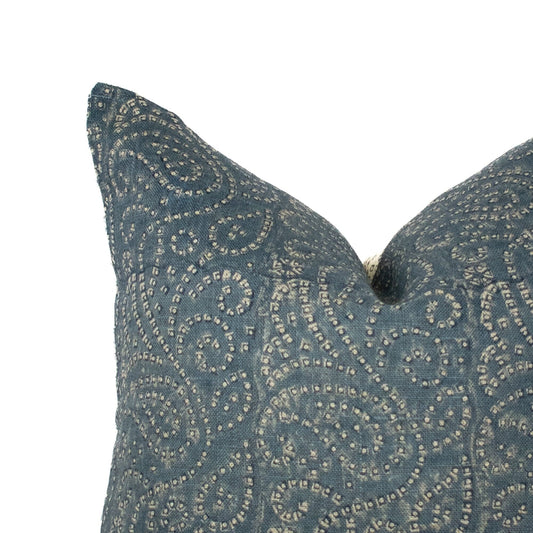 Housse de coussin indien long, motif floral à blocs, taie d'oreiller lombaire neutre pour canapé moderne ou salon - TULJA TEAL