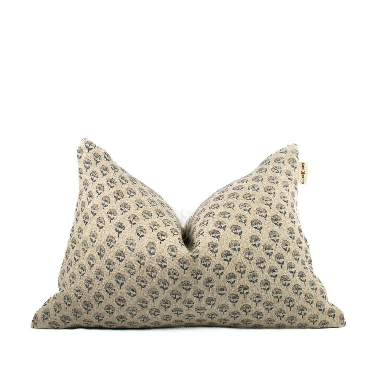 Small Lumbar Pillowcase, Blockprinted Indian Cotton Back, Artisan Home Accent, Modern Couch Or Throw Pillow Cover - MUDRA TEAL BL
