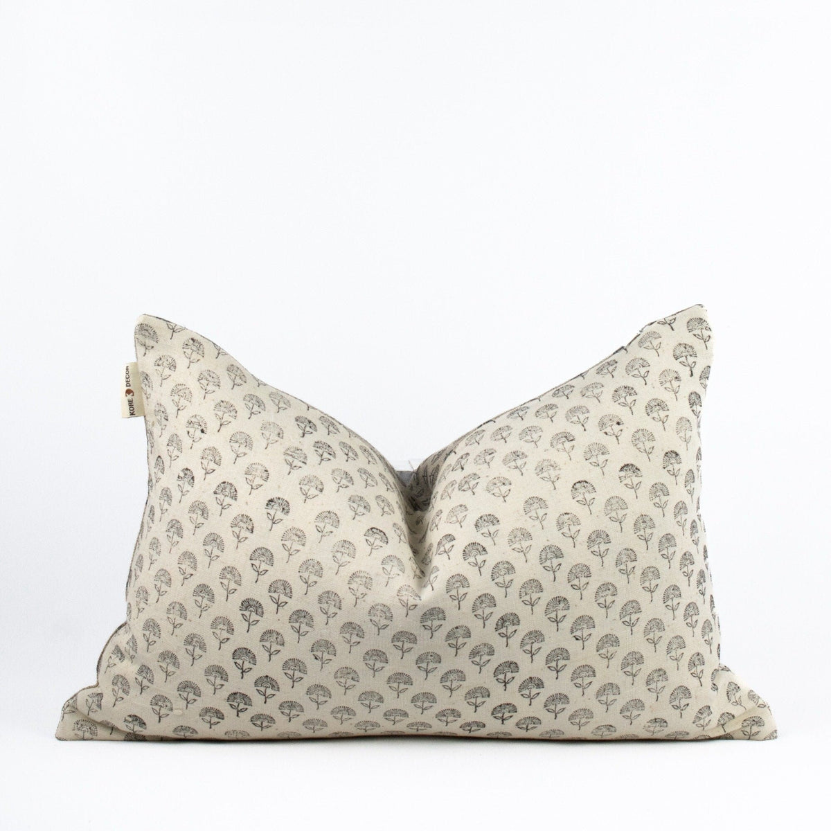 Small Lumbar Pillowcase, Blockprinted Indian Cotton Back, Artisan Home Accent, Modern Couch Or Throw Pillow Cover - MUDRA TEAL BL