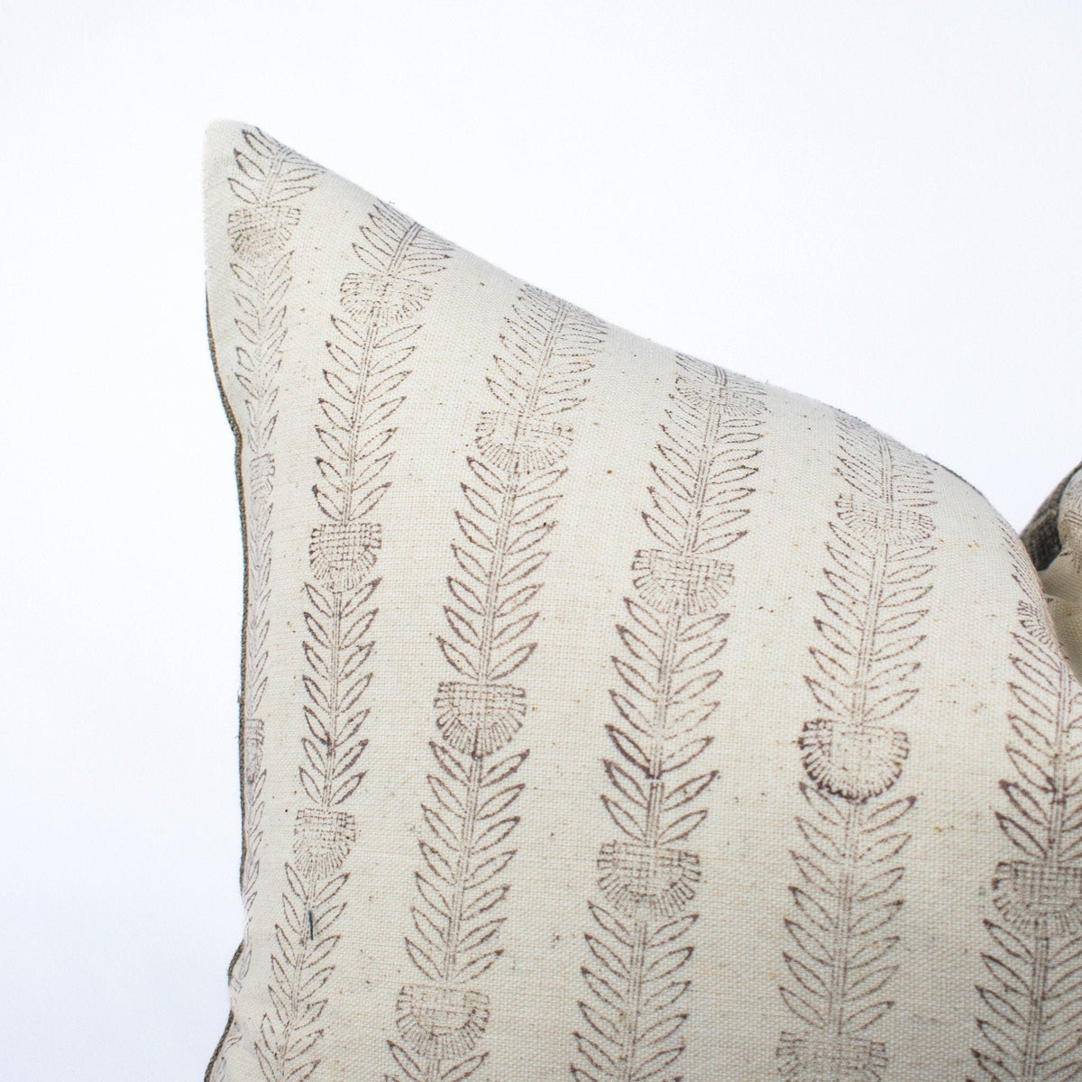 Linen Pillow Covers For Sofa, Blockprinted Cotton Back, Decorative Lumbar Design, Indian-Inspired Handmade Look - BELA SLATE OL