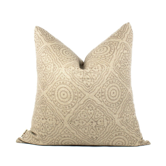 Housse de coussin en lin imprimé à la main, taie d'oreiller lombaire, coton imprimé au bloc, imprimé floral indien, palette neutre et terreuse pour nouvelle maison - JIJA SLATE BL