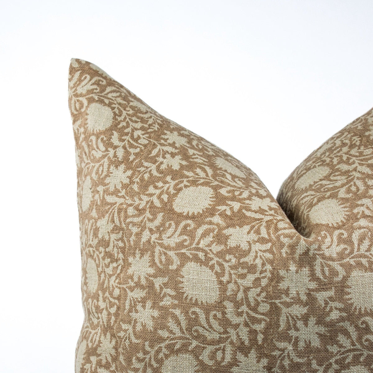 Block Print Pillow Cover, Floral Indian Linen Lumbar, Handmade