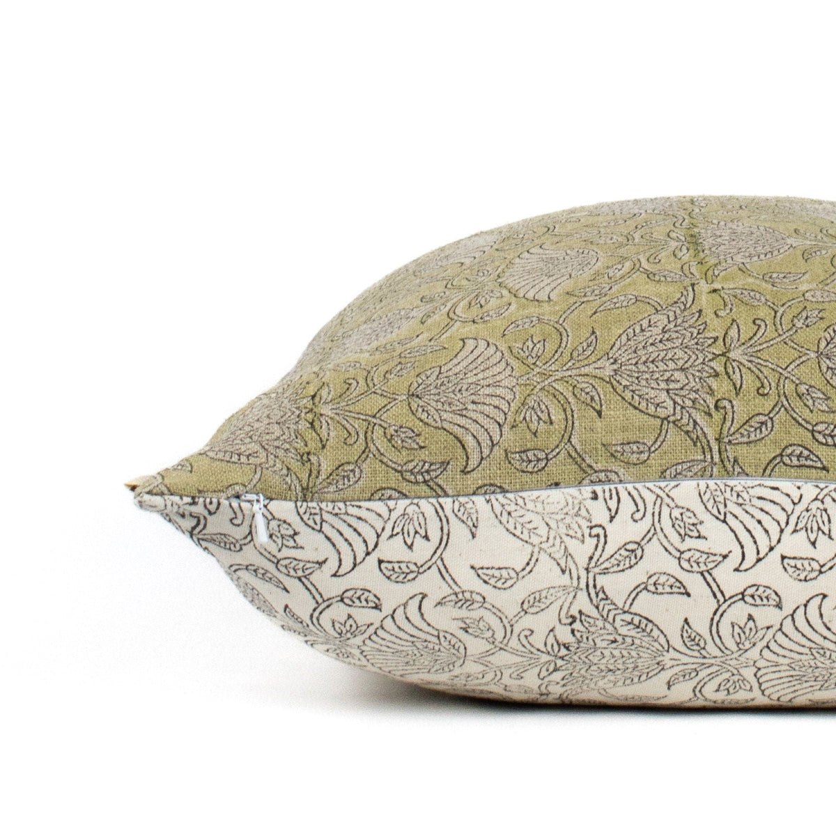 Cuscino in lino neutro, stampe a blocchi indiani, federa lombare di design, accento rustico farmhouse, regalo perfetto per la mamma - AHILYA MINT