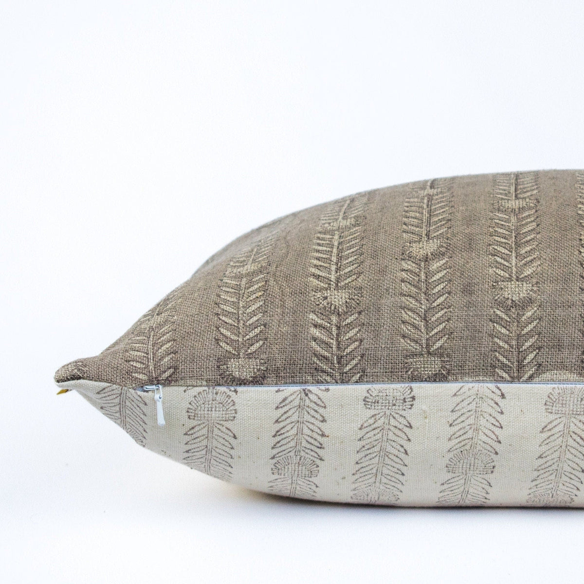 Indian Blockprint, Cozy Linen With Cotton-Backed Cushion, Festive Couch Or Chair Pillow, Holiday Pillow Cover For New House - BELA SLATE