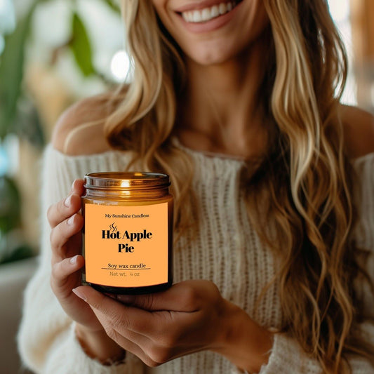 Bougie parfumée tarte aux pommes chaude – Bougie en pot senteur automne et Halloween