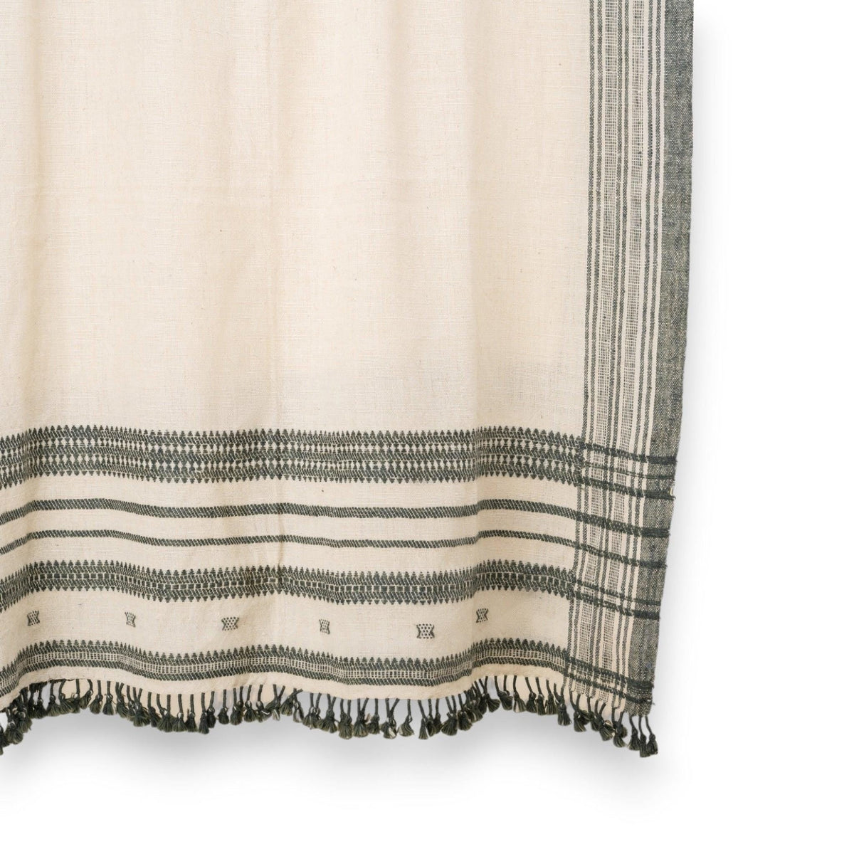 White Indian Wool Throw Blanket, Handwoven Couch Coverlet with Minimalist Bed Accent - SOLITAIRE