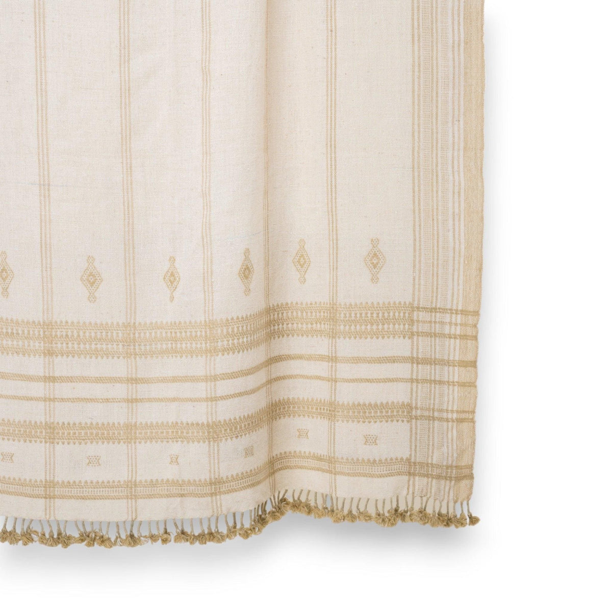 Off White Indian Wool Throw Blanket, Handwoven Couch Coverlet with Neutral Bedroom Layer - HEERA