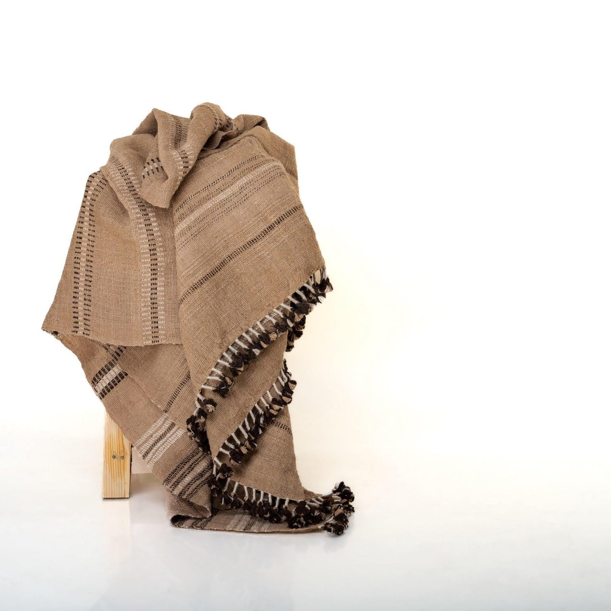 Rust Indian Wool Throw Blanket, Handwoven Couch Coverlet with Warm Artisan Bedroom Layer - MANIK