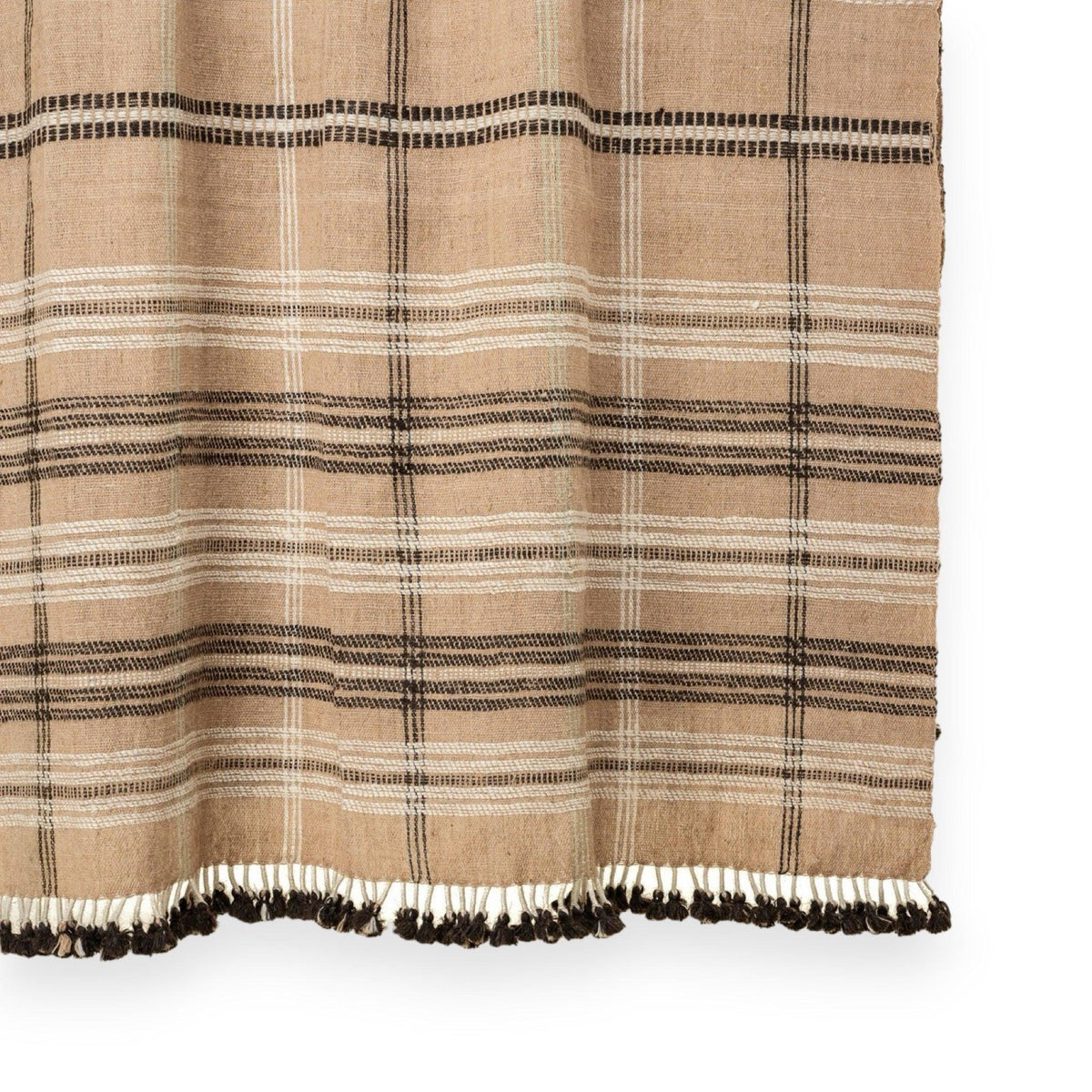 Rust Striped Indian Wool Throw Blanket, Handwoven Couch Coverlet with Warm Bedroom Accent - ARUNI