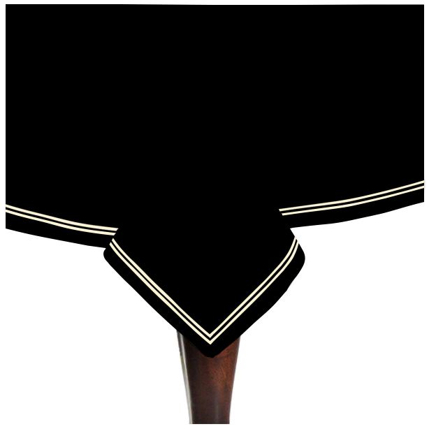 Double Embroidery Border Sateen Cotton Solid Table Cloth - Black