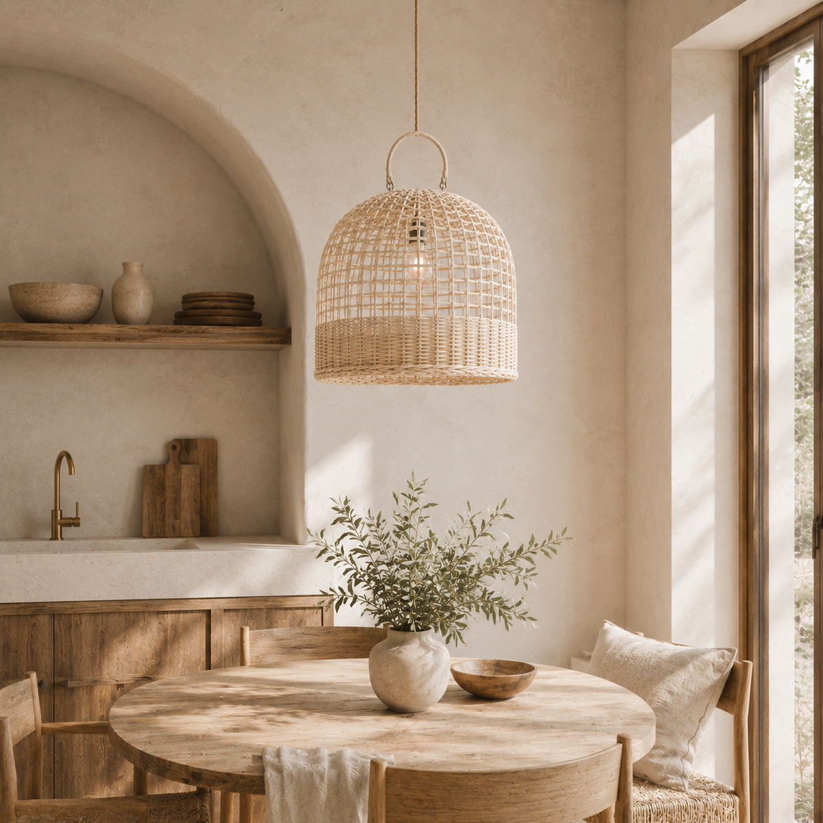 Open Weave Lucia Rattan Pendant
