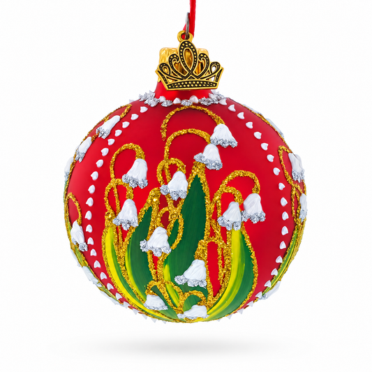 Ornement de Noël boule en verre royal Muguets 1898 2,4 pouces