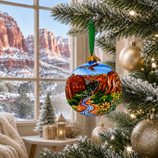 Ornement de Noël en verre du parc national de Zion, Utah