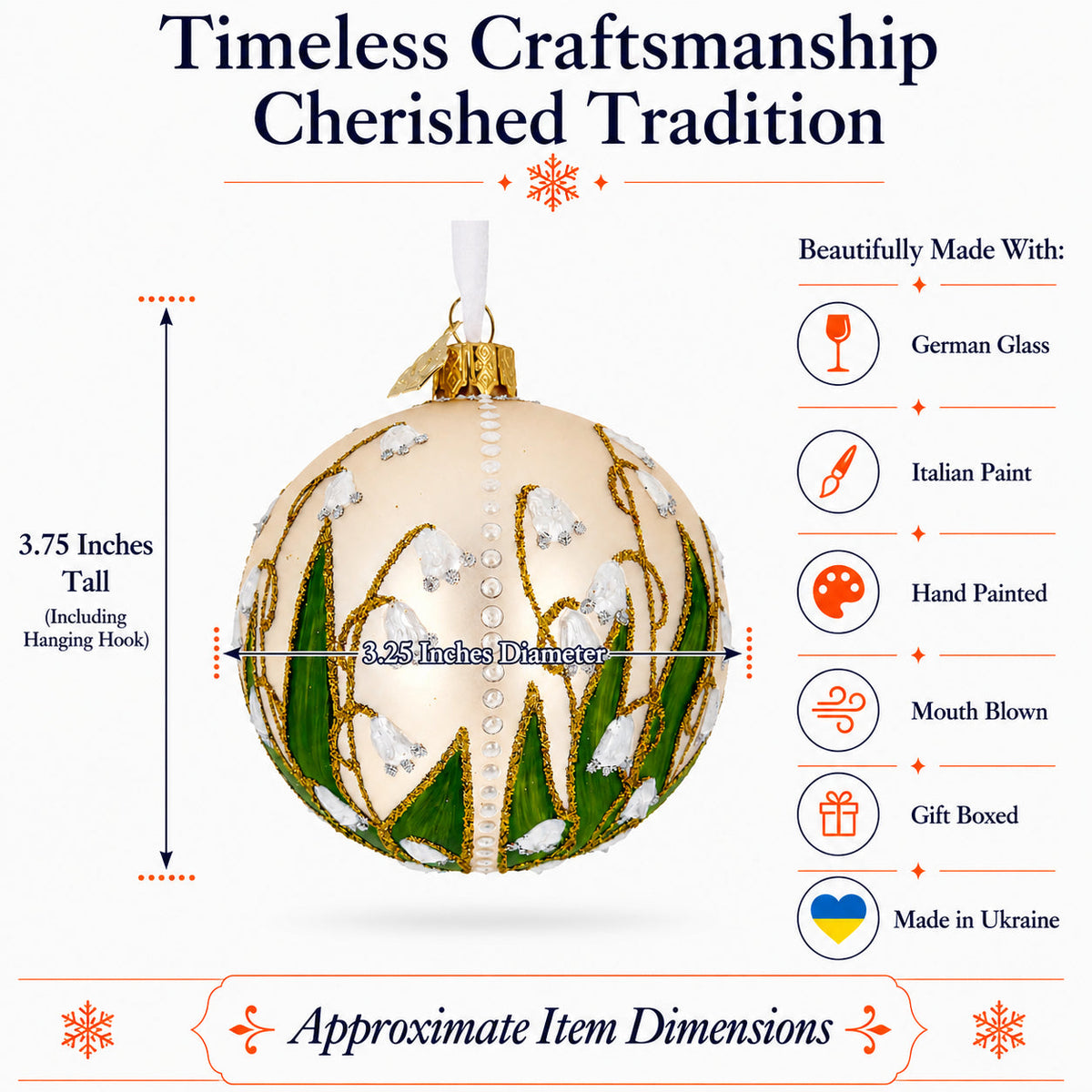 Lily of the Valley on Beige Glass Ball Christmas Ornament