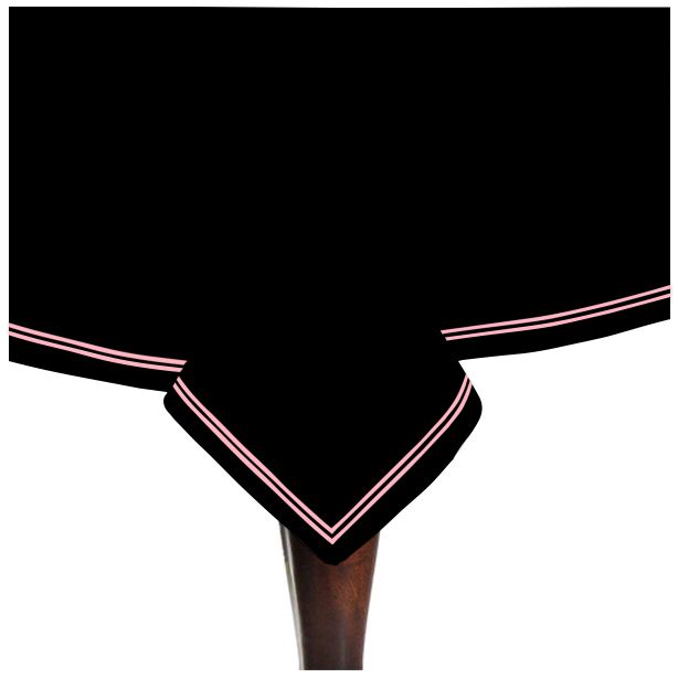 Double Embroidery Border Sateen Cotton Solid Table Cloth - Black