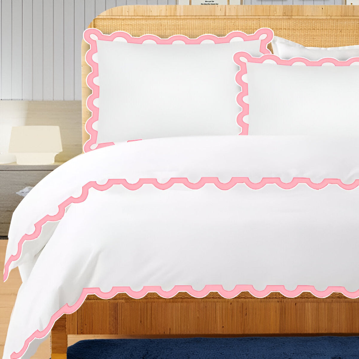 400TC U Shape Applique Embroidery Cotton Duvet Cover Set