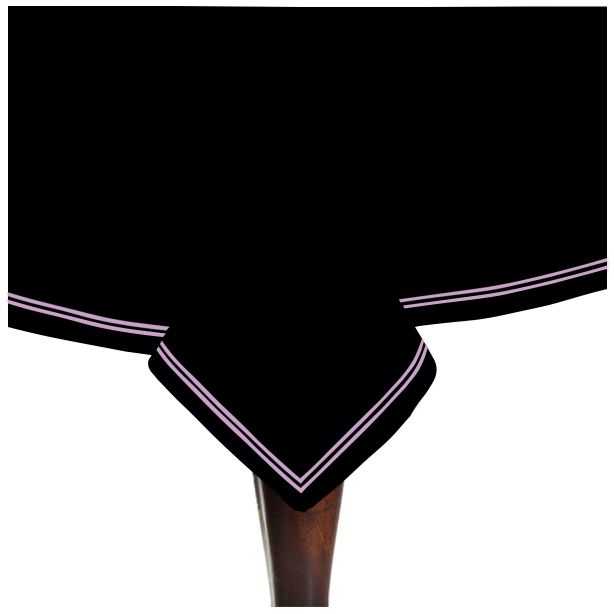 Double Embroidery Border Sateen Cotton Solid Table Cloth - Black