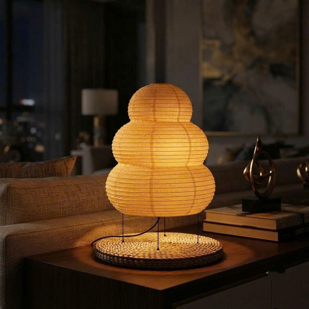 Stacked Paper Lantern Table Lamp | Multi-Tier Washi Desk Light