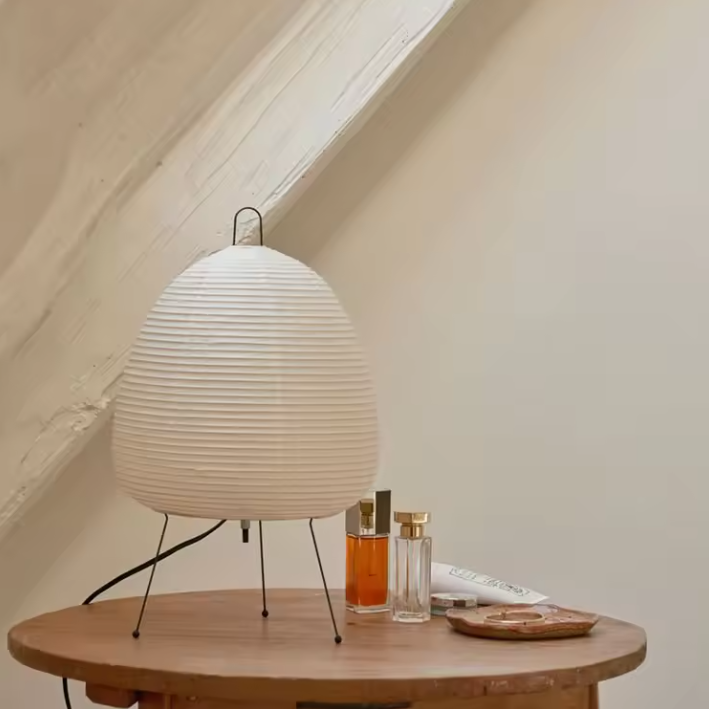 Japanese Washi Paper Table Lamp | Minimalist Tripod Desk Light