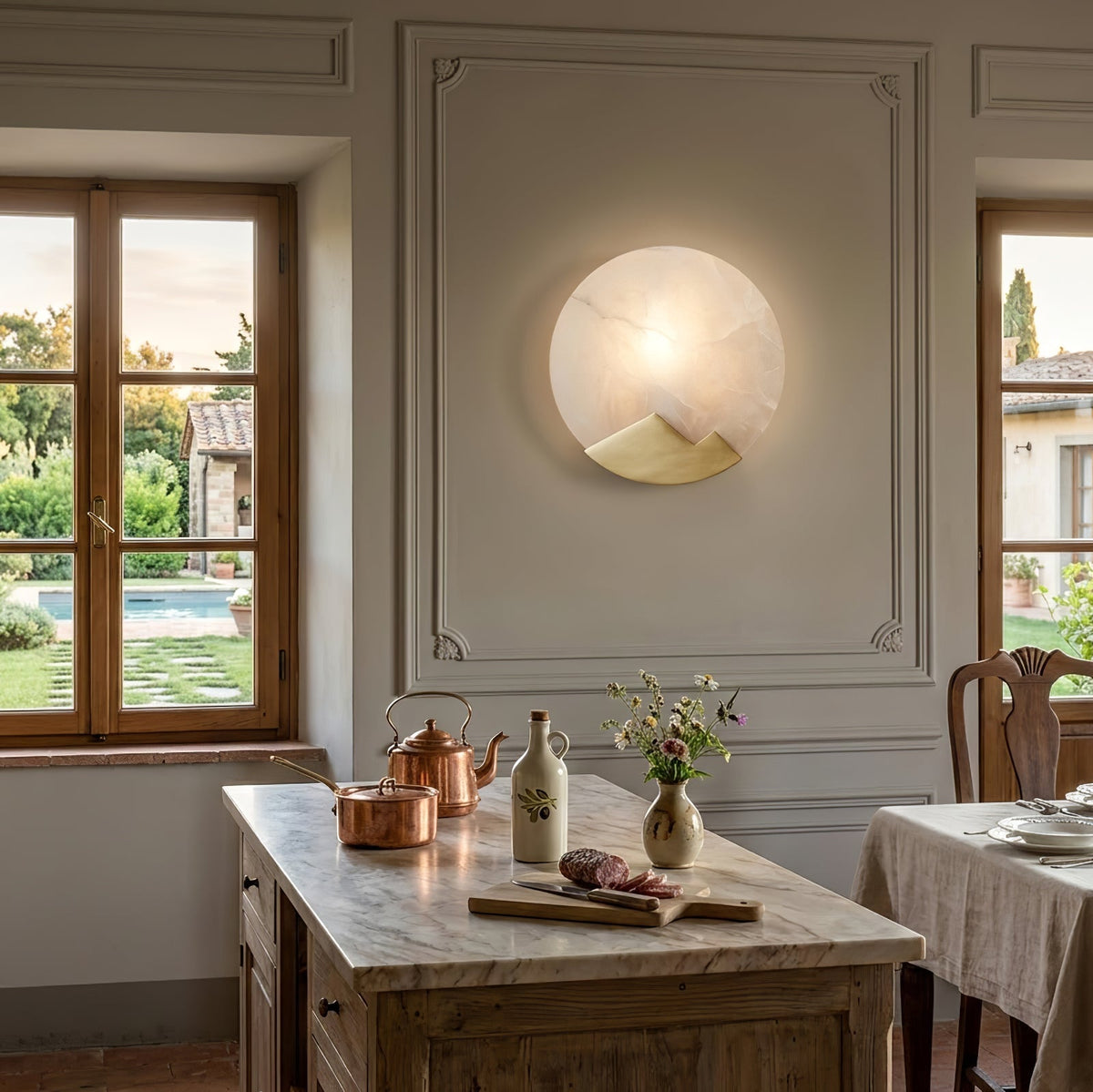 Luxury Copper Moon Alabaster Sconce