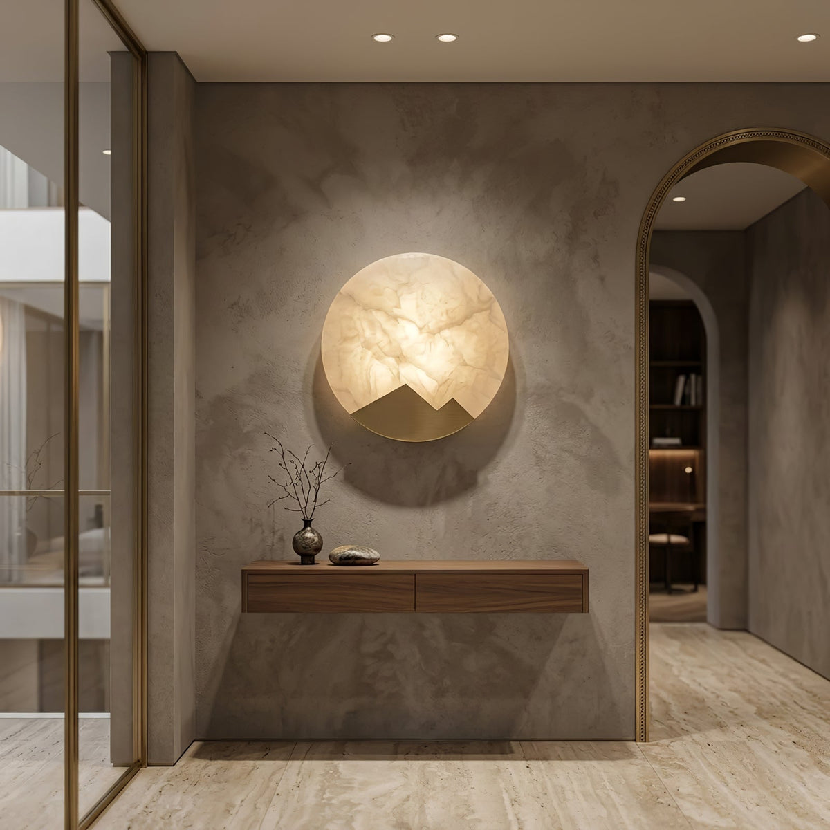 Luxury Copper Moon Alabaster Sconce