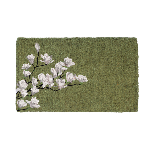 Magnolia Branch - Green Coir Doormat