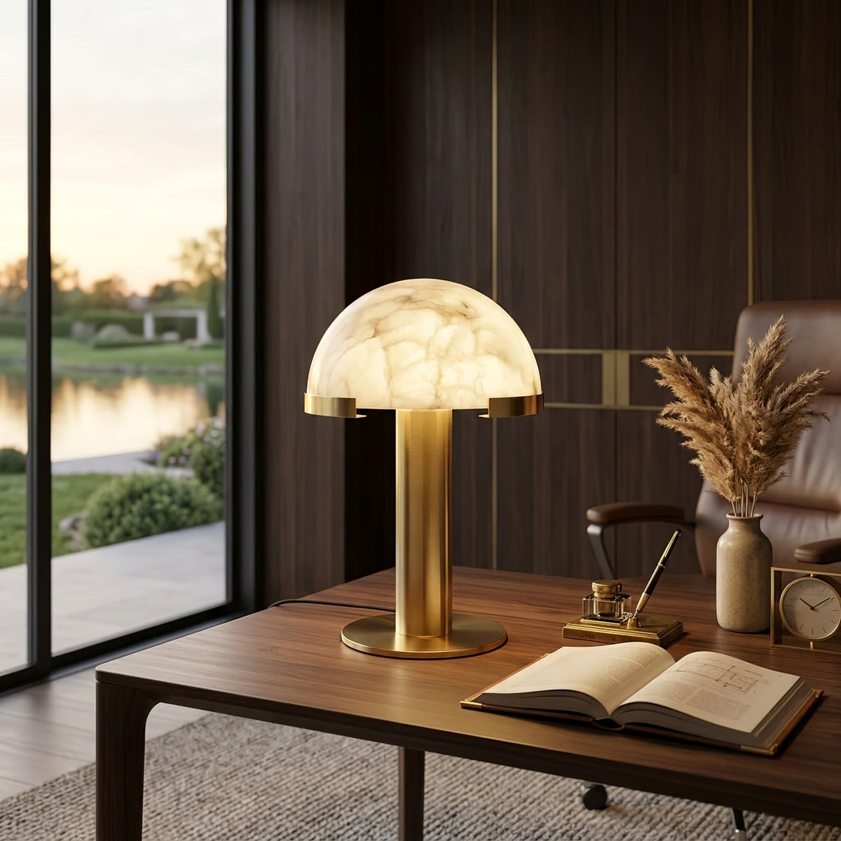Melange Alabaster Dome Table Lamp