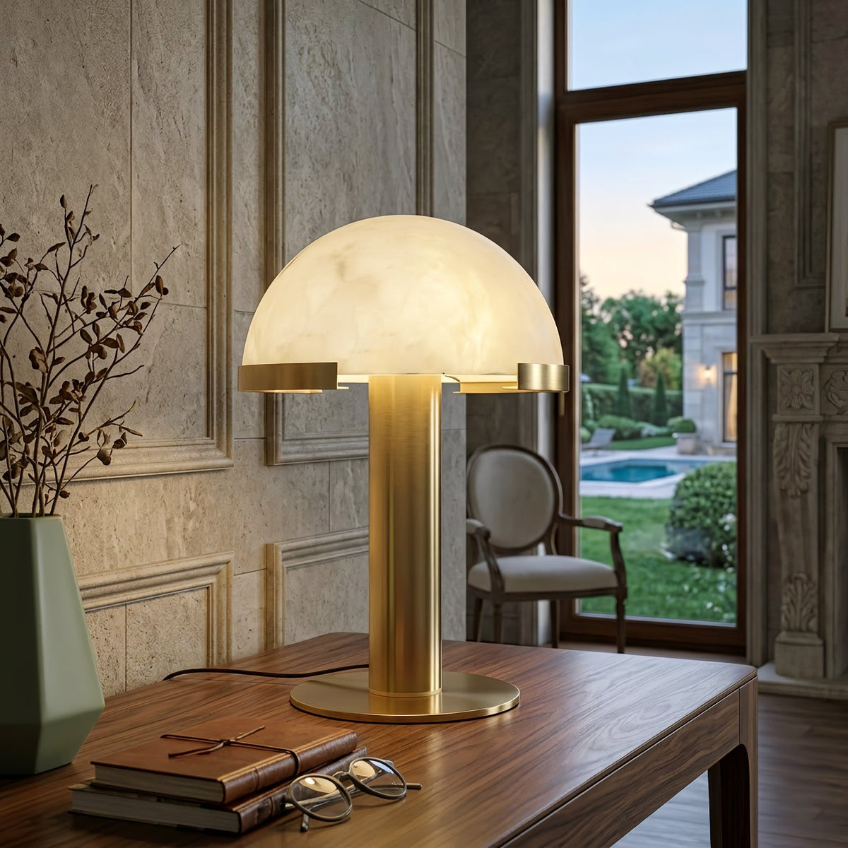 Melange Alabaster Dome Table Lamp