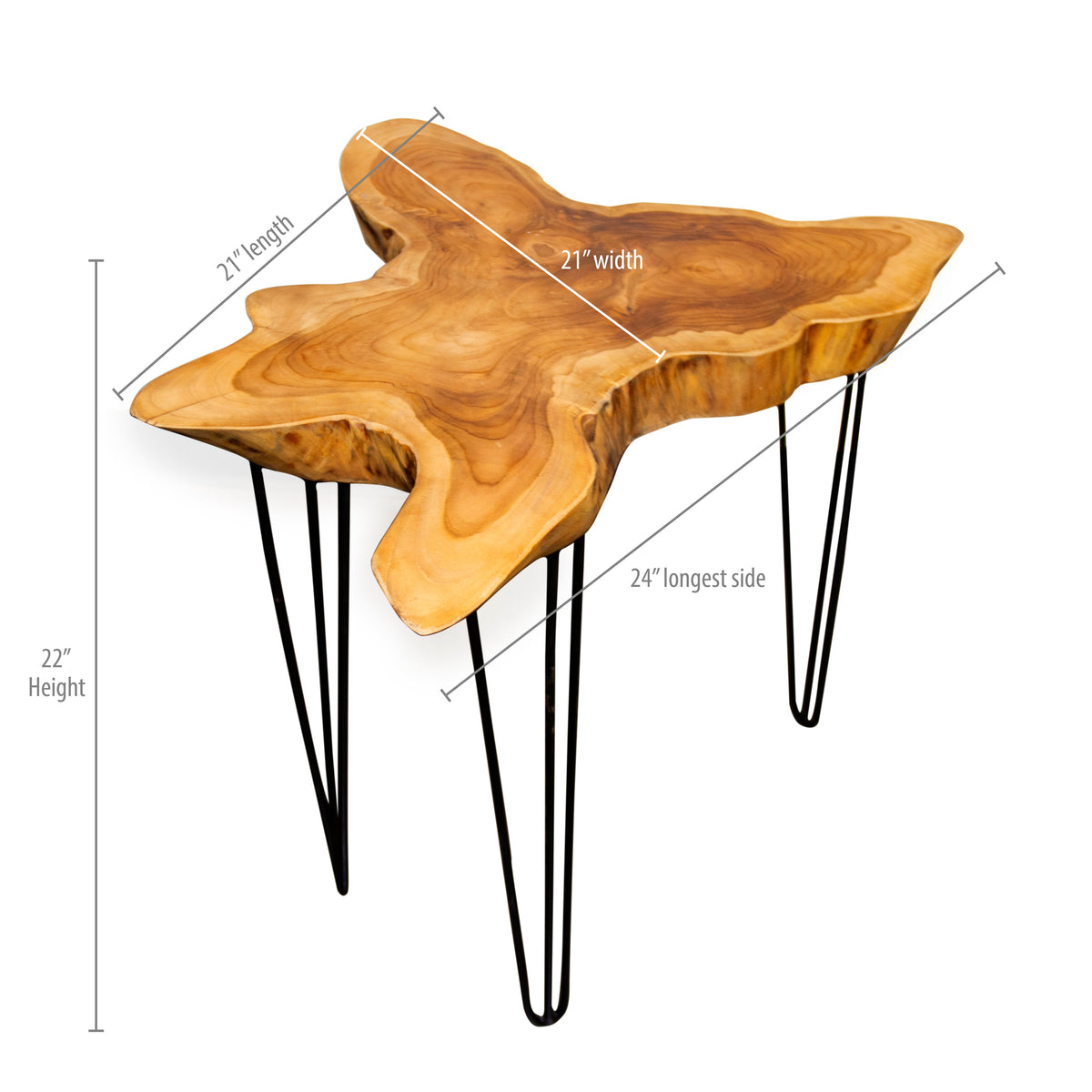 Teak Wood Organic Slab Accent Table