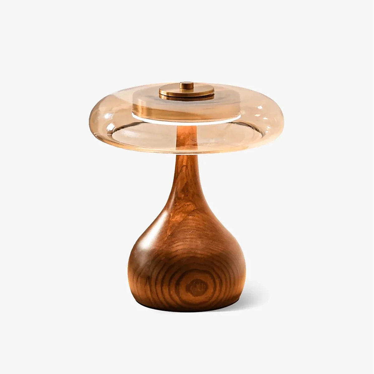 Mid-Century Wood & Glass Disc Table Lamp