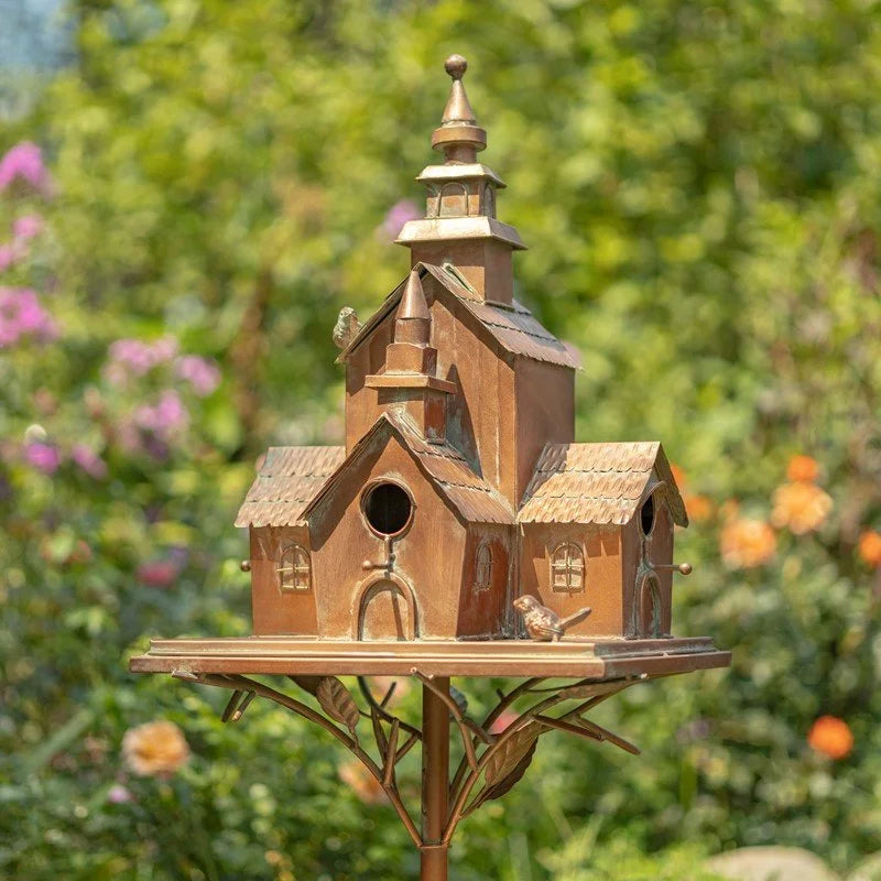 Montana Large Multi-Home Iron Birdhouse Stake – Antique Copper