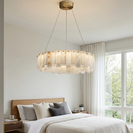 Lampadario circolare moderno in alabastro Celestial