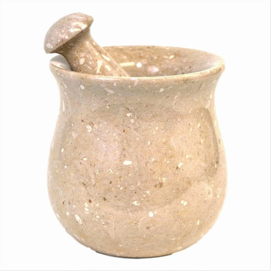 Mortar & Pestle of Sahara Beige Marble